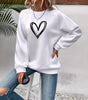 Pull col rond à manches longues avec impression cœur pour Femme - Emilia Lane