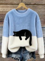 Pull décontracté avec motif chat pour femmes - Emilia Lane