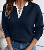 Pull en maille à col en V avec dentelle pour Femmes - Emilia Lane