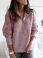 Pull en Tricot à Col Montant avec Fermeture Éclair pour Femme - Emilia Lane