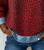 Pull patchwork en denim à imprimé léopard pour femmes - Emilia Lane
