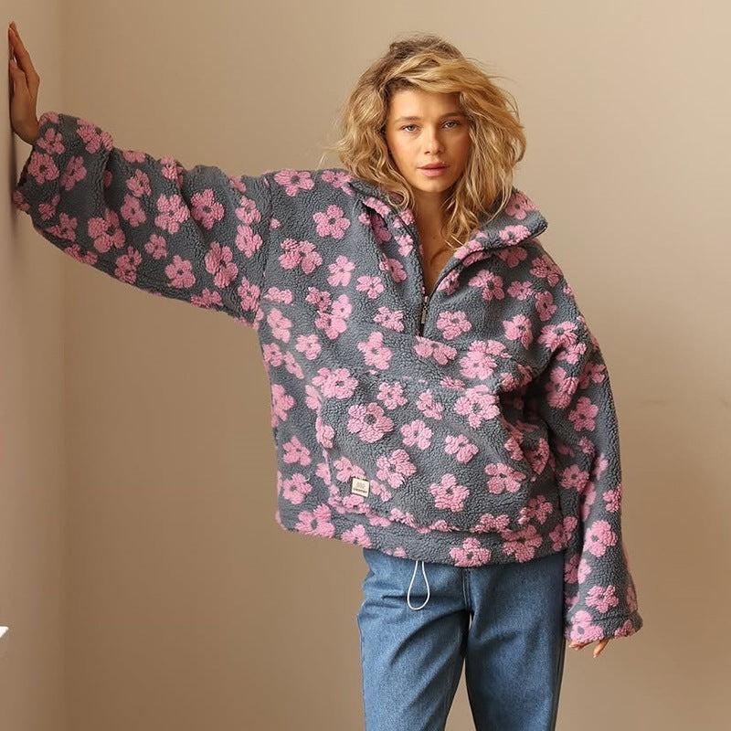 Pull Polaire Imprimé Florale pour Femmes - Emilia Lane