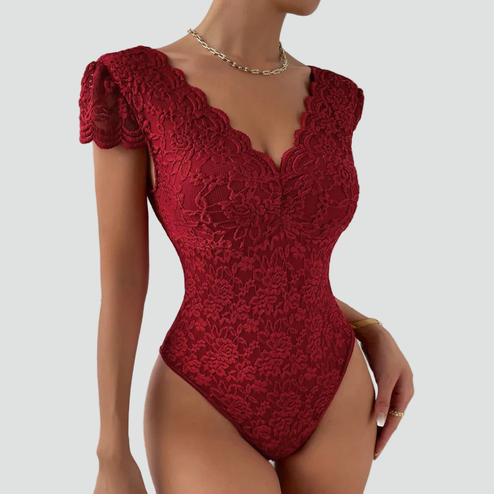 Body en Dentelle à Manches Courtes pour Femmes