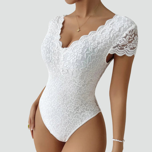 Body en Dentelle à Manches Courtes pour Femmes