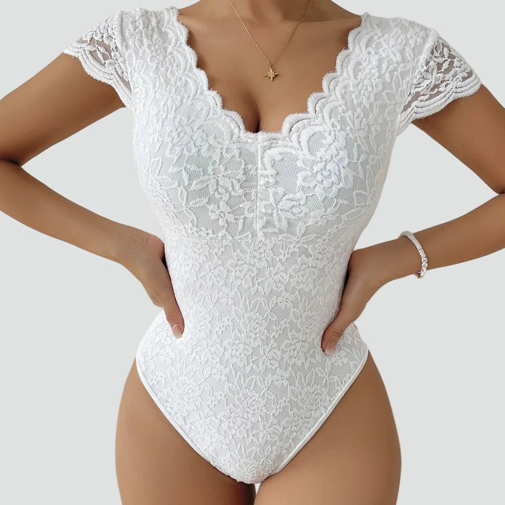 Body en Dentelle à Manches Courtes pour Femmes