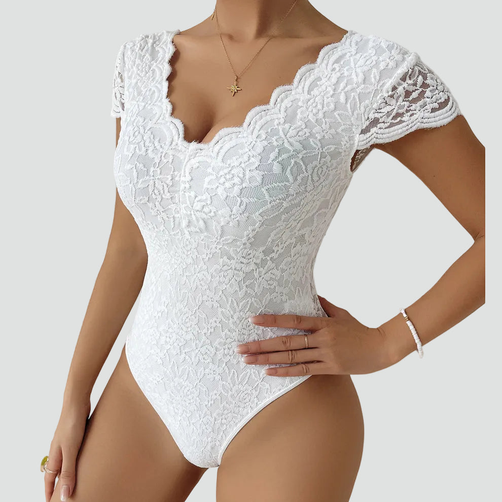 Body en Dentelle à Manches Courtes pour Femmes
