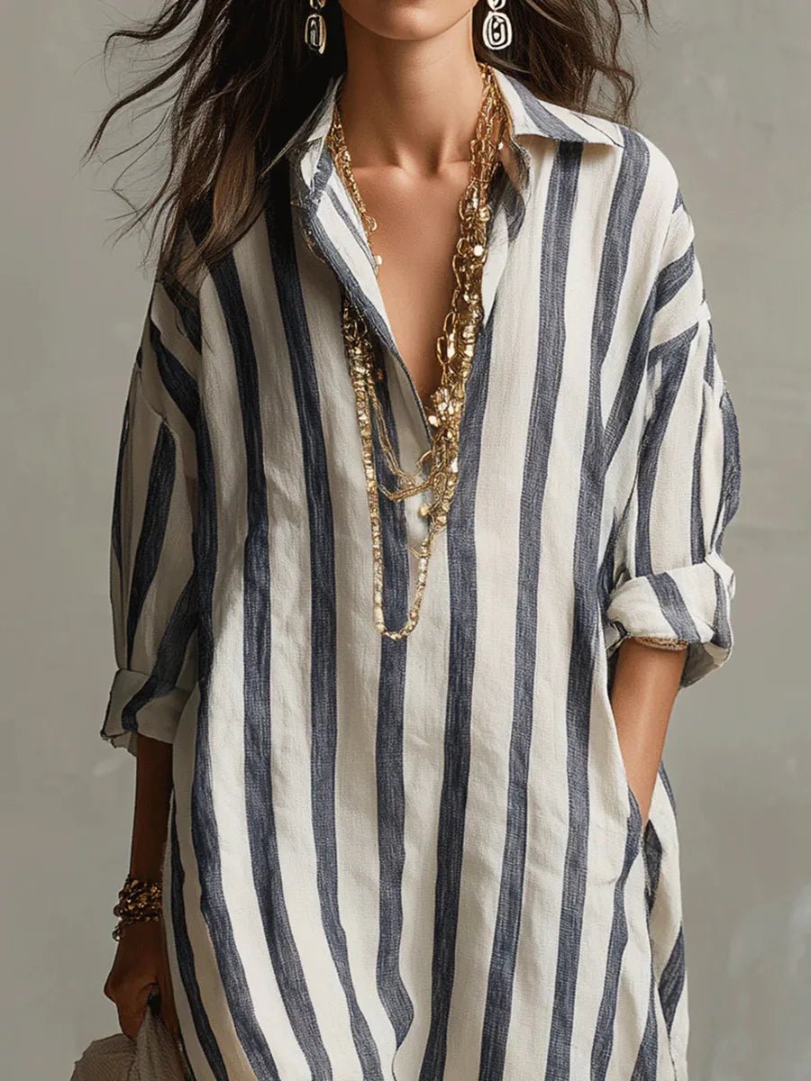Robe Chemise Longue en Lin Mélangé pour Femme | Idéale pour le Quotidien - Emilia Lane