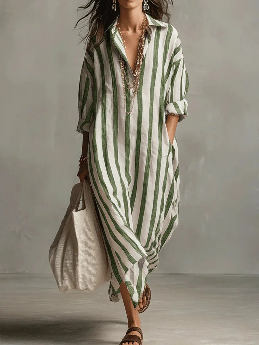 Robe Chemise Longue en Lin Mélangé pour Femme | Idéale pour le Quotidien - Emilia Lane