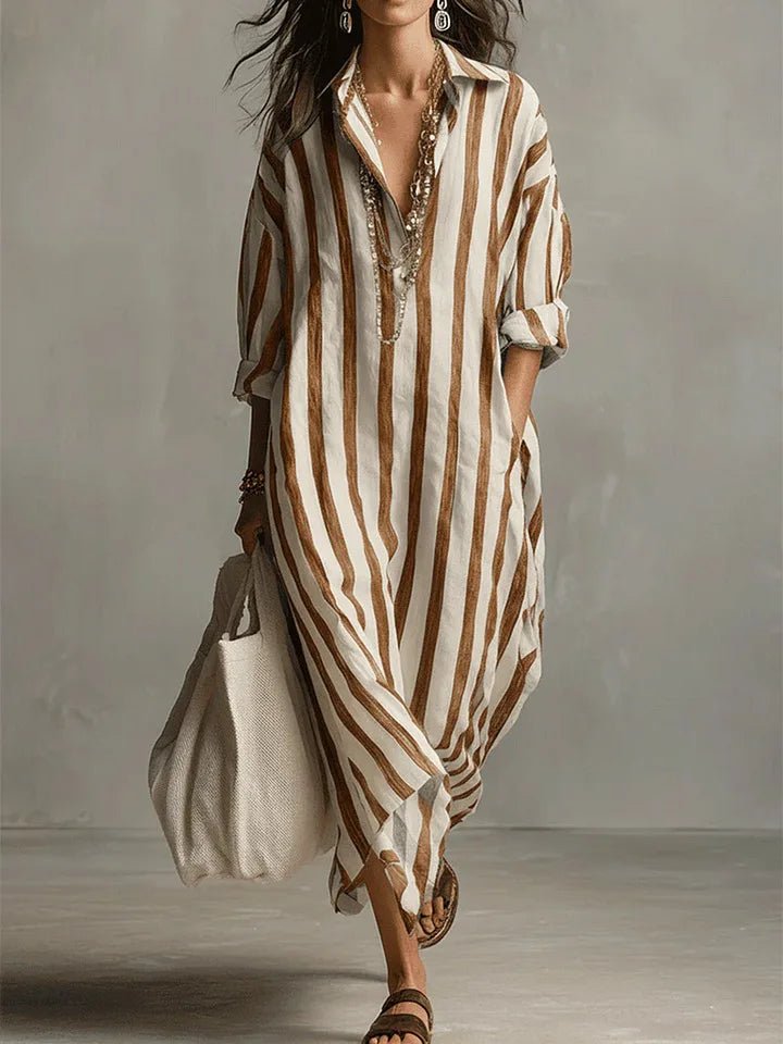 Robe Chemise Longue en Lin Mélangé pour Femme | Idéale pour le Quotidien - Emilia Lane