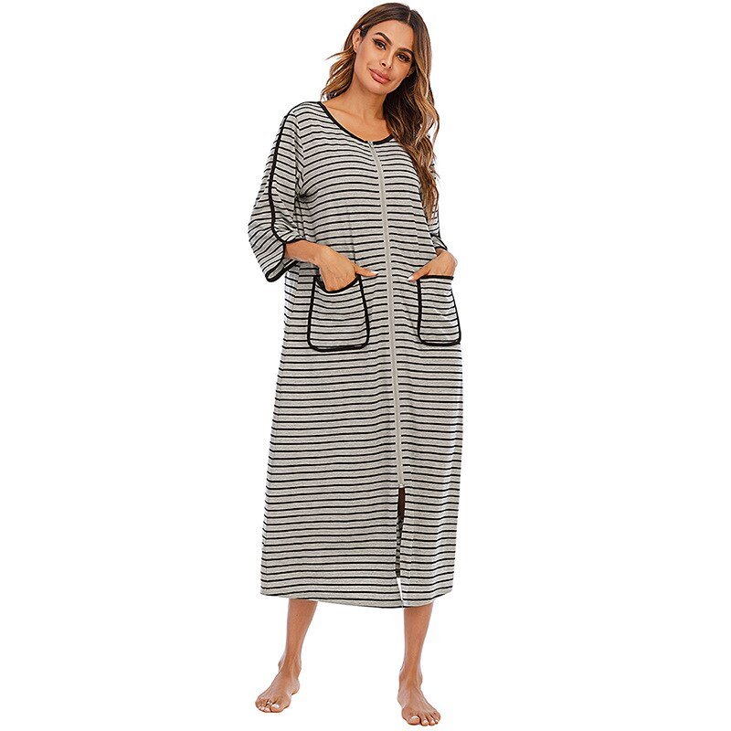 Robe de nuit zippée à capuche pour femmes - Emilia Lane