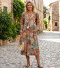 Robe Longue à Manches Courtes et Encolure en V pour Femme | Idéale pour l'Été