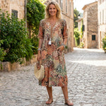 Robe Longue à Manches Courtes et Encolure en V pour Femme | Idéale pour l'Été