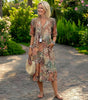 Robe Longue à Manches Courtes et Encolure en V pour Femme | Idéale pour l'Été
