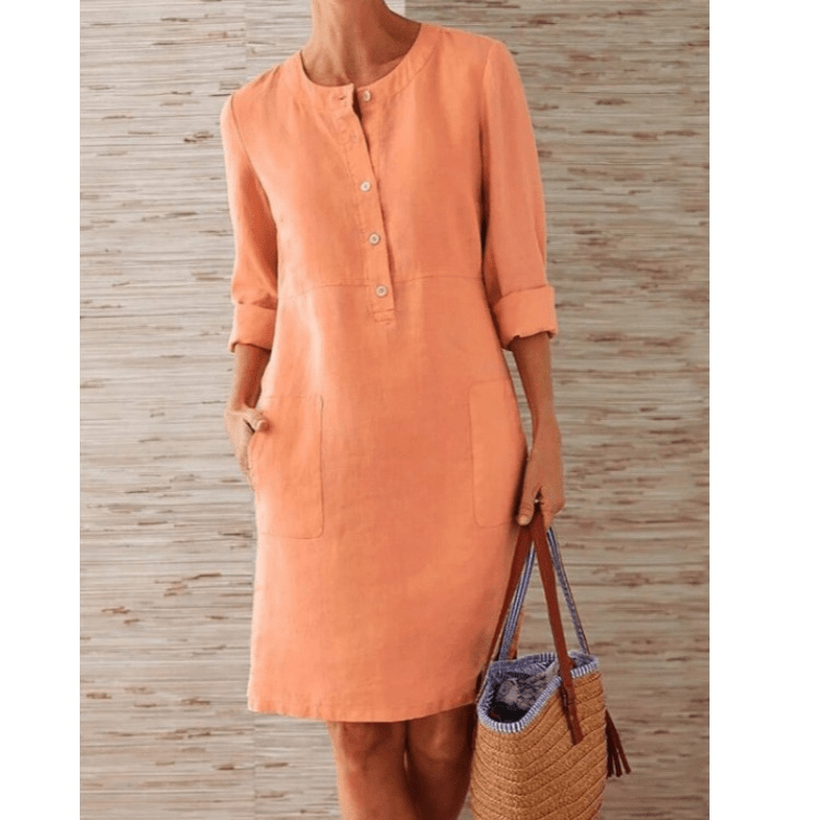 Robe Droite à Boutons et Poches pour Femme | Idéale pour le Quotidien - Emilia Lane