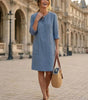 Robe Droite Femme en Lin et Coton avec Boutons et Poches - Emilia Lane