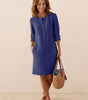 Robe Droite Femme en Lin et Coton avec Boutons et Poches - Emilia Lane