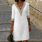Robe Mi-longue en Coton et Lin pour Femme | Idéale pour l'Été