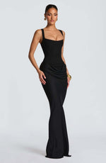 Robe Longue à Bretelles Larges et Détail Corset pour Femme | Idéale pour les Sorties - Emilia Lane