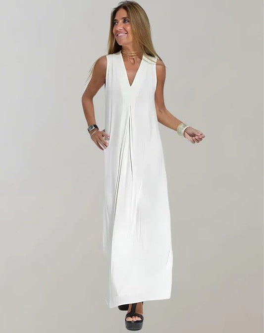 Robe longue à col en V pour femmes - Emilia Lane