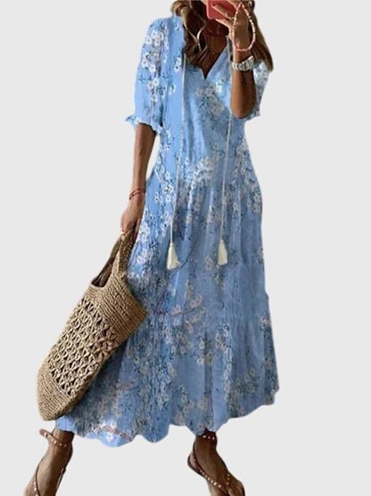 Robe Longue à Col V pour Femmes - Emilia Lane