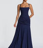Robe Longue à Encolure Carrée et Drapé Latéral pour Femme | Idéale pour l'Été - Emilia Lane
