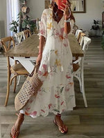 Robe Longue à Imprimé Géométrique et Manches Lanternes pour Femmes - Emilia Lane