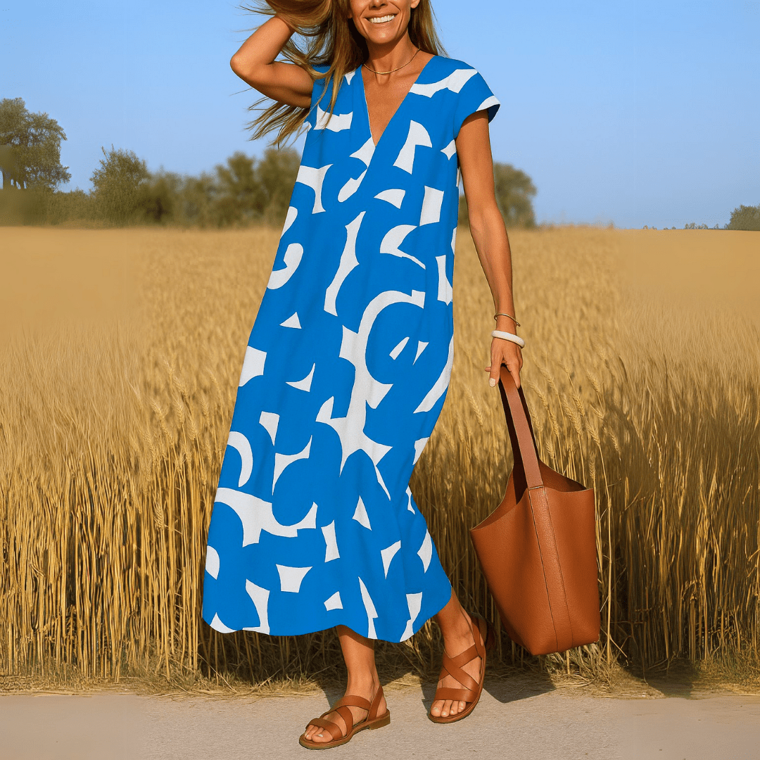 Robe Longue à Imprimé Géométrique pour Femme | Idéale pour l'Été - Emilia Lane