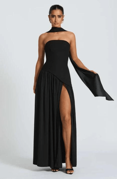 Robe Longue Asymétrique sans Bretelles pour Femme | Idéale pour les Sorties - Emilia Lane