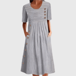 Robe longue boutonnée avec poches pour femmes - Emilia Lane