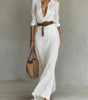Robe Longue Ceinturée en Coton pour Femmes