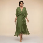 Robe Longue en Chiffon à Manches Chauve - Souris pour Femmes - Emilia Lane