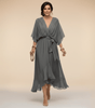 Robe Longue en Chiffon à Manches Évasées pour Femmes - Emilia Lane