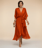 Robe Longue en Chiffon à Manches Évasées pour Femmes - Emilia Lane