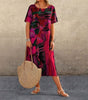 Robe Longue Imprimé Tropicaux Manches Courtes pour Femme - Emilia Lane