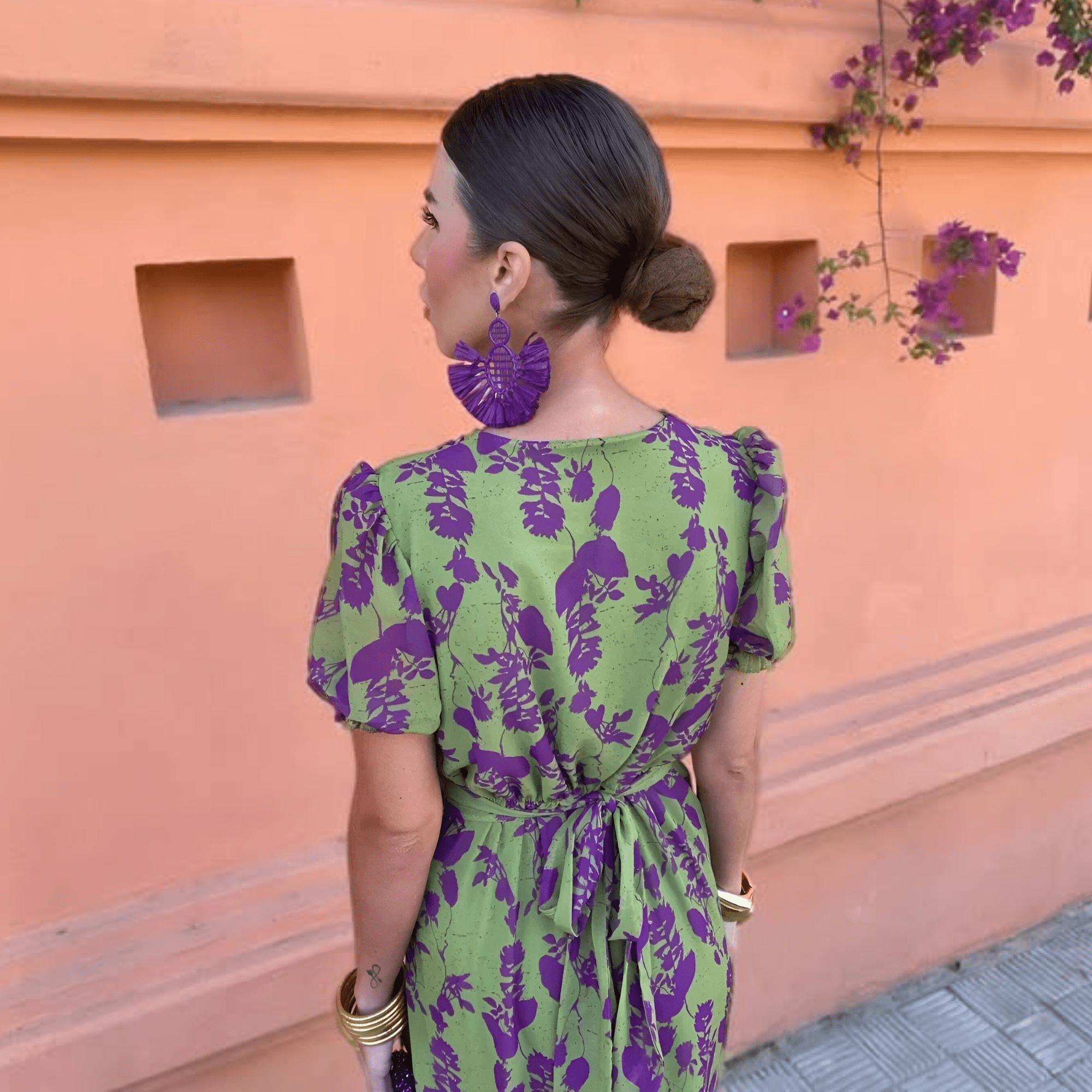 Robe Longue Imprimée à Manches Courtes pour Femmes - Emilia Lane