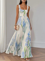 Robe longue plissée à motif floral pour femmes - Emilia Lane