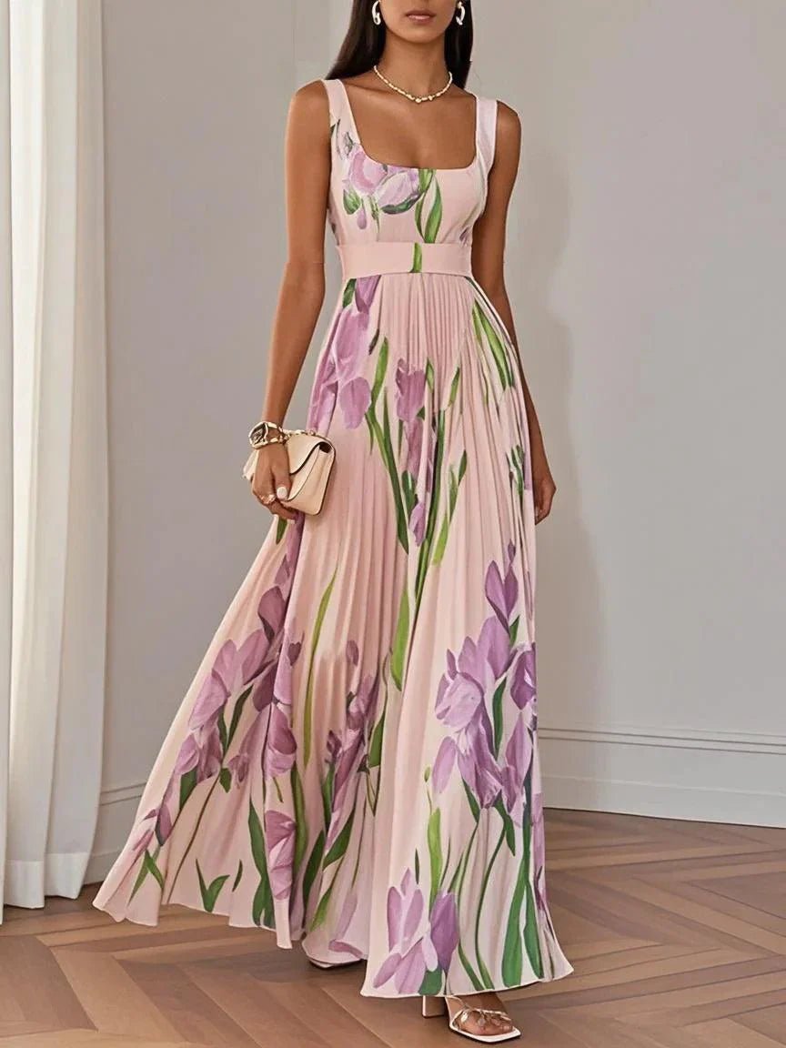 Robe longue plissée à motif floral pour femmes - Emilia Lane