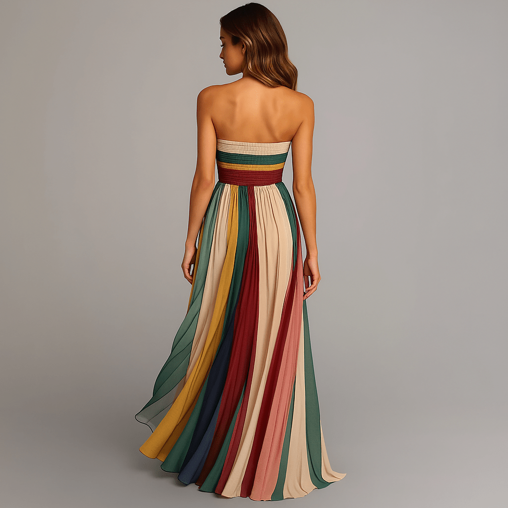 Robe Longue Plissée Sans Bretelles pour Femmes - Emilia Lane