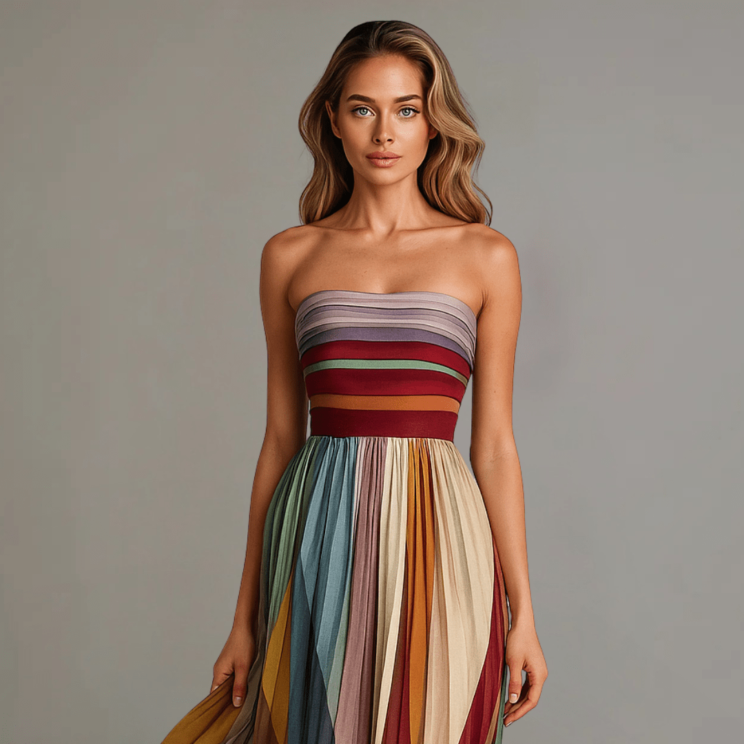Robe Longue Plissée Sans Bretelles pour Femmes - Emilia Lane