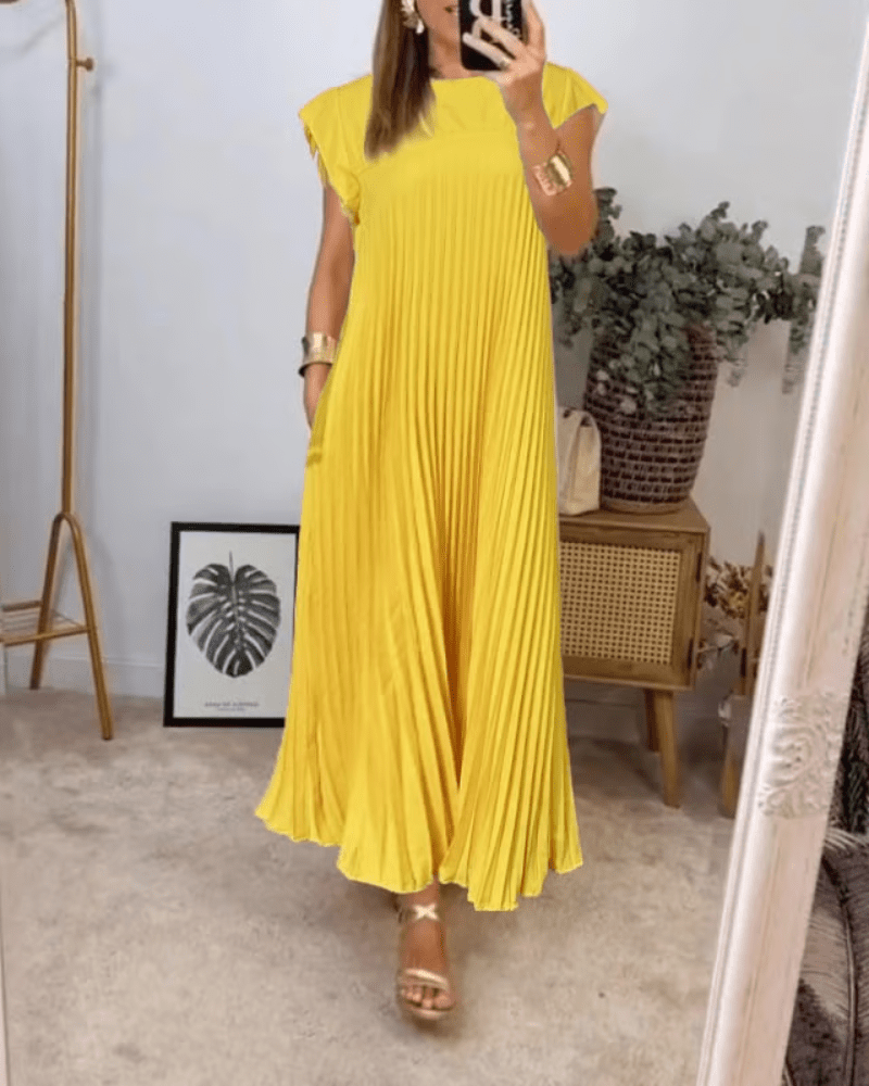 Robe Longue Plissée sans Manches pour Femme | Idéale pour le Quotidien - Emilia Lane