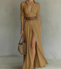 Robe Longue en Lin avec Col à Revers pour Femme | Idéale pour le Printemps