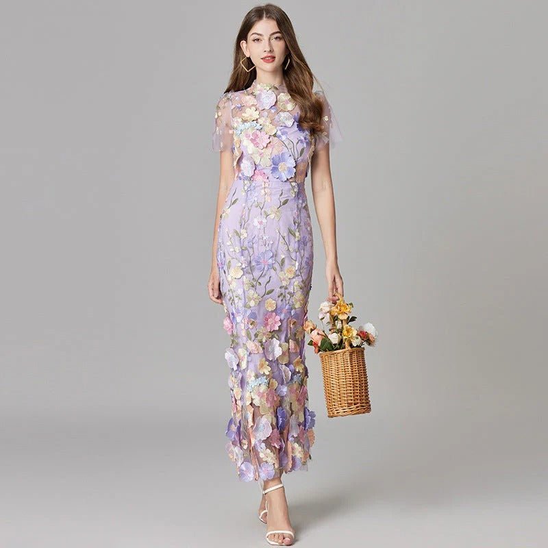 Robe Longue sans Manches à Appliqué Floral pour Femme | Idéale pour les Sorties - Emilia Lane