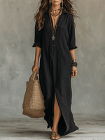 Robe Maxi à Col Chemise pour Femmes - Emilia Lane