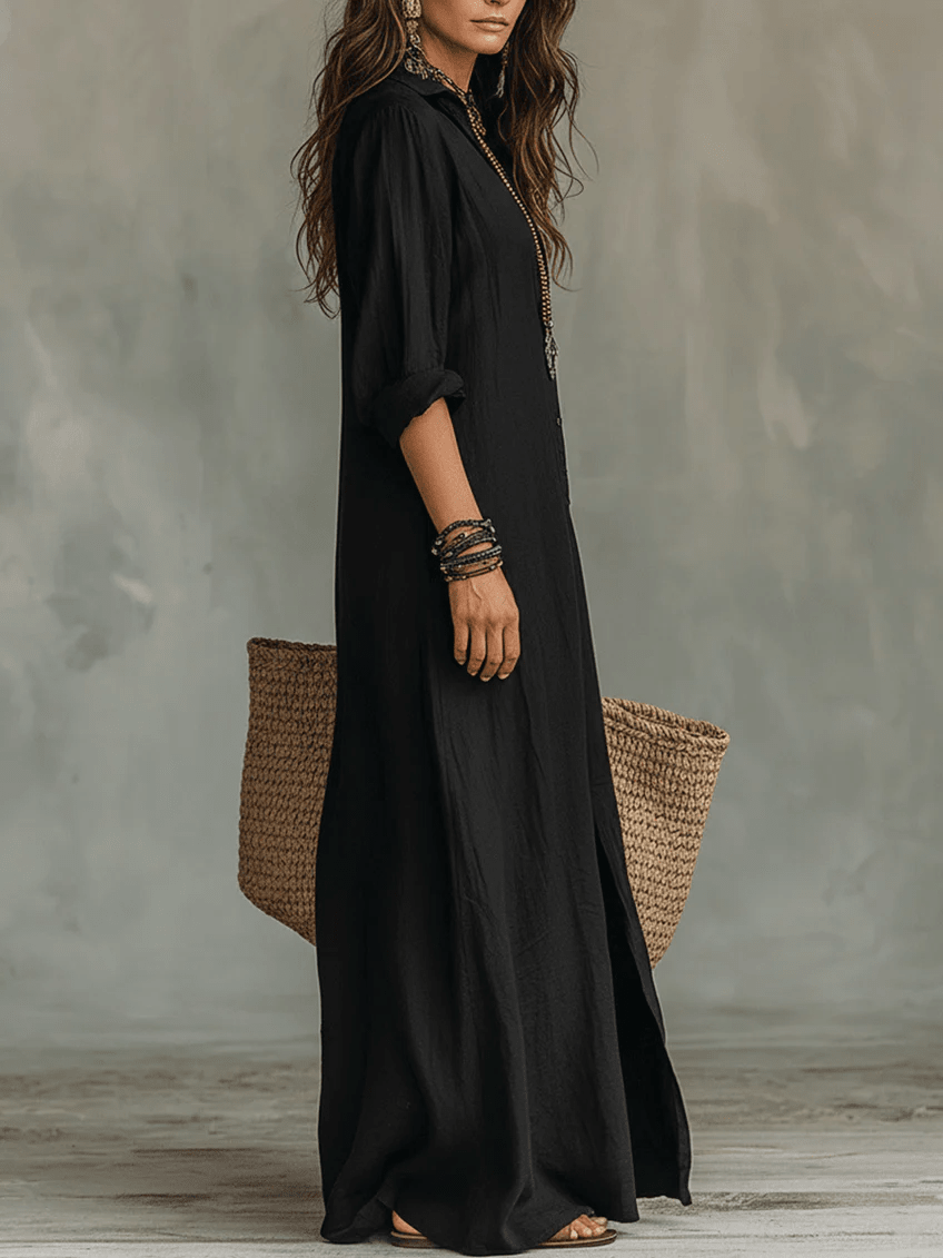 Robe Maxi à Col Chemise pour Femmes