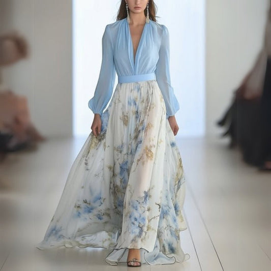 Robe Maxi Imprimée à Manches Longues pour Femmes - Emilia Lane