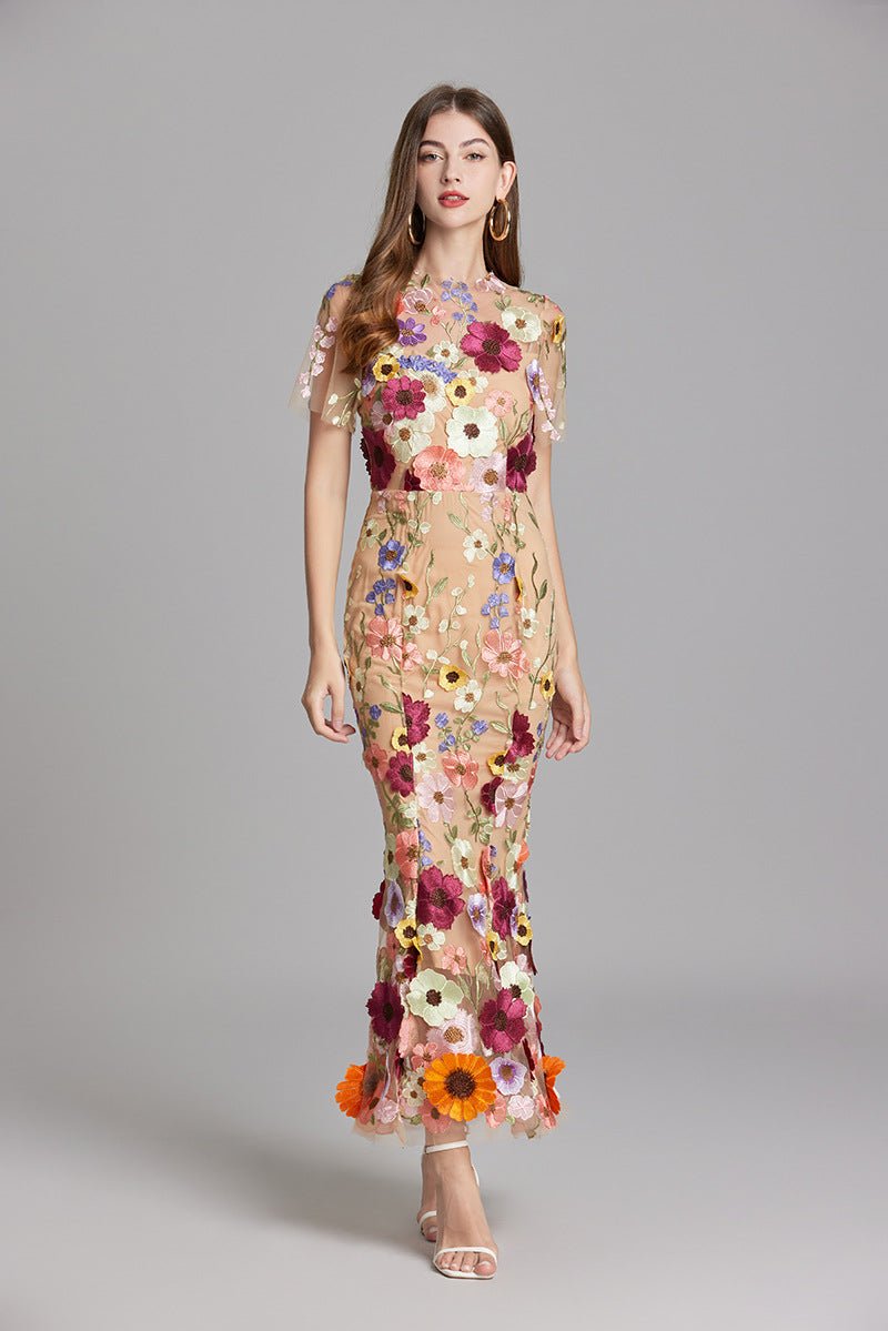 Robe Mermaid à Appliques Florales pour Femme | Idéale pour les Sorties - Emilia Lane