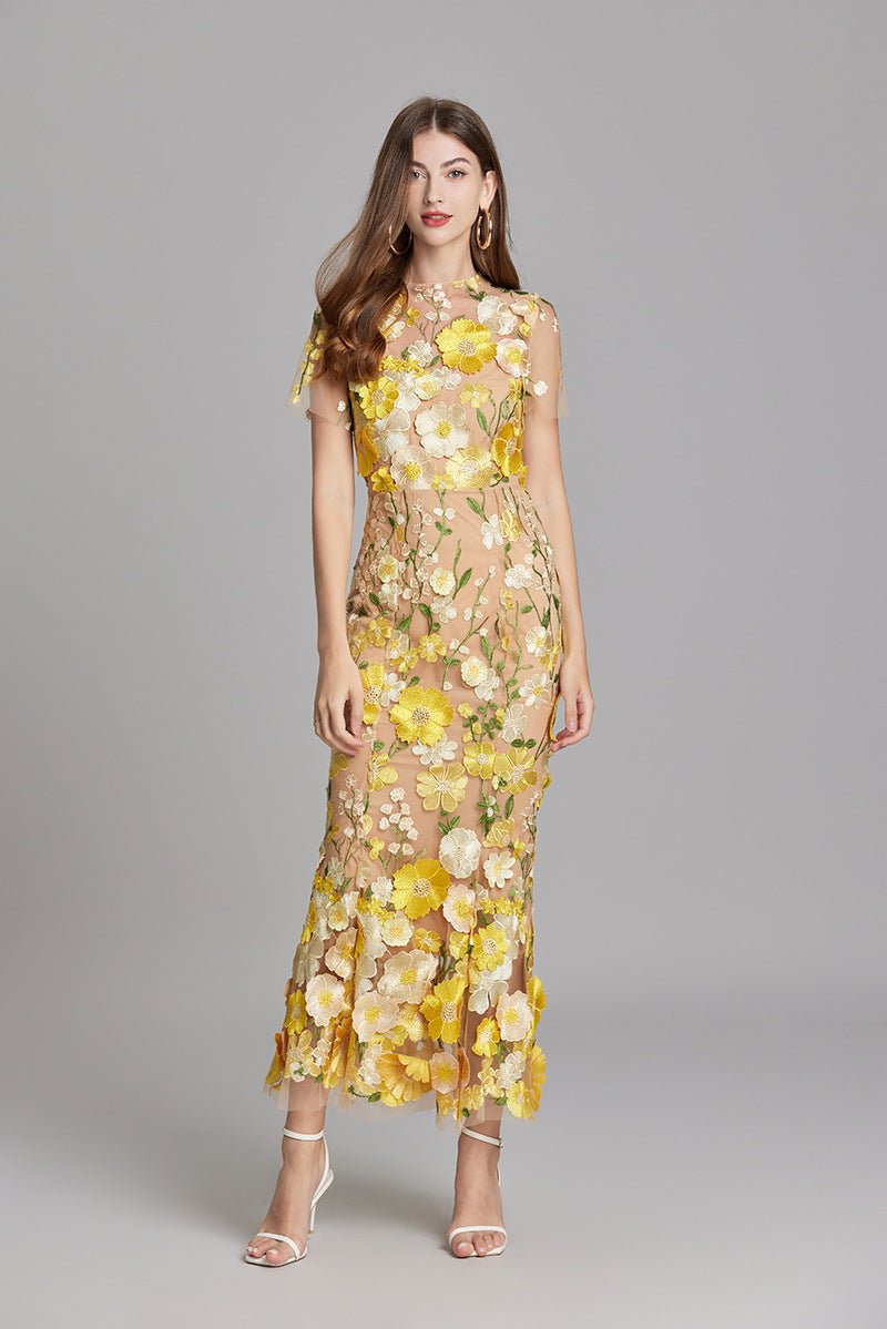Robe Mermaid à Appliques Florales pour Femme | Idéale pour les Sorties - Emilia Lane