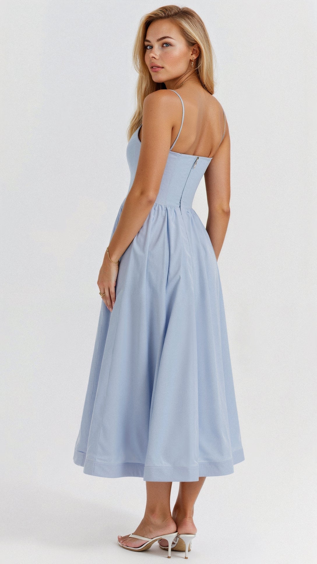 Robe Midi à Encolure Ascot et Coupe Évasée pour Femme | Idéale pour l'Été - Emilia Lane