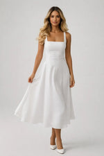 Robe Midi Col Carré Sans Manches pour Femmes - Emilia Lane