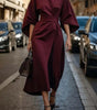 Robe Midi Élégante à Manches Ballon pour Femmes - Emilia Lane